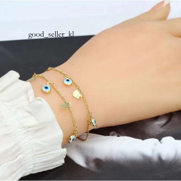 Gold Evil Blue Eye Bracelets Lucky Turkish Eyes Charm Bracelet para mujeres Girls Beach Jewelry Party Gift 10 Styles al por mayor 966