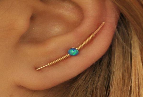 Boucles d'oreilles en perles d'opale remplies d'or, boucles d'oreilles grimpeurs faites à la main, style Boho Oorbellen minimaliste, Pendientes Brincos pour femmes, 7561640
