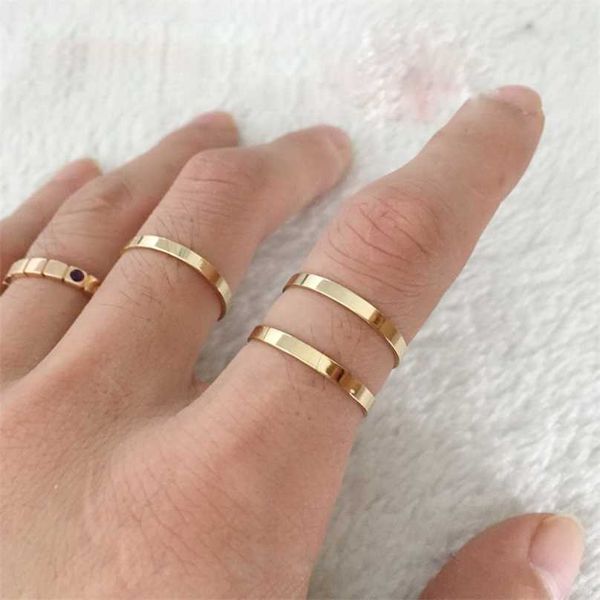 Anillos de nudillos rellenos de oro Joyería india Anillos Mujer Boho Bague Femme Minimalismo Anelli Donna Aneis Anillo para mujeres 211217