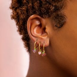 Or rempli boucles d'oreilles pour femmes Zircon femmes fruits coloré boucle d'oreille mode fête bijoux en gros