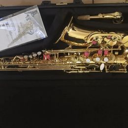 Saxofón Alto profesional tono E dorado plano latón chapado en oro 901 saxofón alto original uno a uno tono de calidad profesional 00