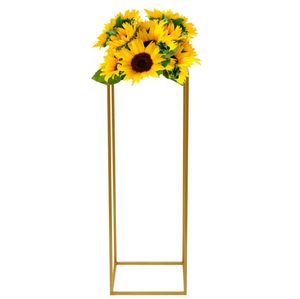 Support de fleurs doré sur pied, colonne en métal, Arrangement floral pour pièce maîtresse de dîner de fête de mariage
