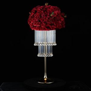 Gouden bloem vazen kaarsenhouders rekstands bruiloftdecoratie weg lood tafel middelpunt pilaar feest evenement kandelaar 827