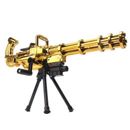 Gold Gatling Soft Rubber Bullet Toy Gun Machine Pneumatic Shooting Silah for Adults Boys CS Fighting 229L