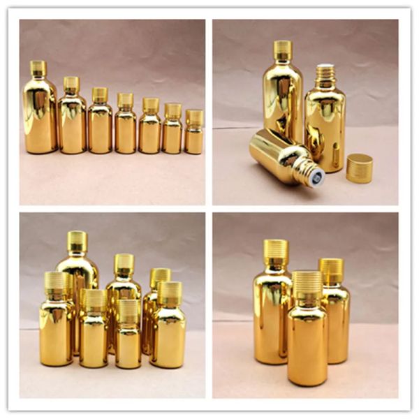 Gold Glass5ml 10ml 15ml 20ml 30ml Bouteille Flacons Bouteille d'huile essentielle avec bouchon à vis Bouteilles de parfum expédition rapide