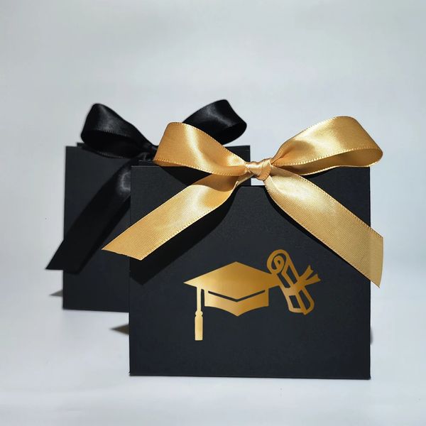 Boîtes de bonbons de capuchon en or Gold Graduation Party Favors Box Decorations Gift Chocolate for Supplies 240529