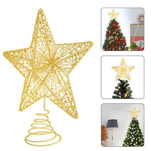 Goud Glitter Kerstboom Top Iron Star Christmas Decoraties voor Home Xmas Tree Ornaments Navidad Nieuwjaar 2021 Noël