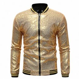 Veste à paillettes dorées pour hommes, col de Baseball, fermeture éclair, manteau rouge et bleu, pardessus pour hommes, vêtements d'extérieur XS-XXXL XXXXL z8v0 #