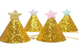 Gold paillettes brillantes chapeaux pour enfants adultes mini chapeaux de cône de fête d'anniversaire CAP CÉLÉBRATION CÉLÉBRATION POUR DÉCORATION PO PROP fond 6242033