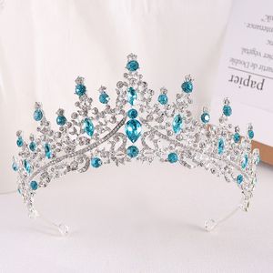 Goud Groene Kleuren Crystal Crown voor Meisjes Tiara Hoofdtooi Prom Trouwjurk Haar Sieraden Bruidsaccessoires