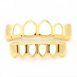 Ensemble de dents Grillz en or, bijoux Hip Hop de haute qualité pour hommes, grilles creuses en argent et noir