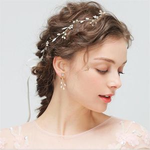 Fleurs de cheveux d'or pour la fête de mariage mariée demoiselle d'honneur baroque chic cristal perles diadème boucle d'oreille strass bandeau robe de mariée 258S