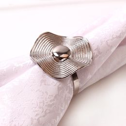 Gold Hat Napkin Rings Serviette Buckle Wedding Decoratie Silver Round Holder Hotel Tafel Diner D7548