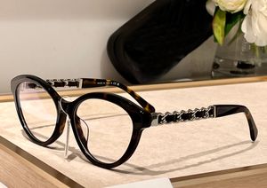 Dames Havana Bruin Cat Eye Brillen Gouden Metalen Ketting Frame Bril Optisch Frame Damesmode Zonnebril Frames Brillen met Doos