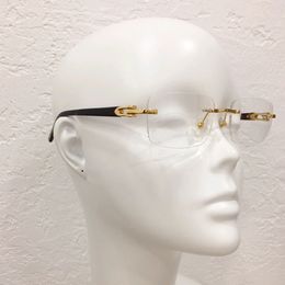 Gouden Havana Clear Lens -bril Randloos frame Transparant lezen Eyewear Frames Men Glazen frame met doos