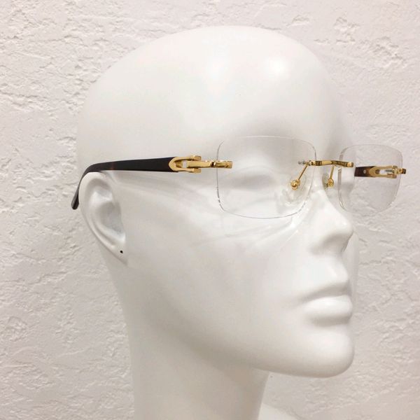 Gold Havana Clear Lens Lunettes de vue Cadre sans monture Lunettes de lecture transparentes Cadres Hommes Lunettes Cadre avec boîte