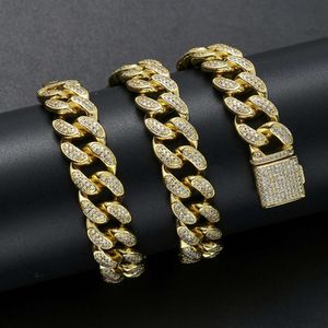 Gouden zware kwaliteit hiphop ketting heren 5a diamanten gesneden CZ 15 mm Miami Cuban Link Chain
