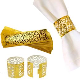 Gouden holle papieren servet servet Napkin Bands Laser gesneden servetten houders bruiloft kerstfeest kerstfeest voorkeur tafel decor