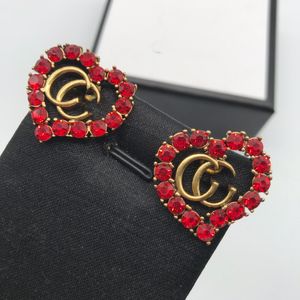 Gold Hoop oorbellen Luxe G Letters Designer Brand Stud -oorbellen Retro vintage koper Kleurrijke Crystal Stone Ear Rings Sieraden voor vrouwenfeest met cadeaubak PA