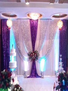 Fondos de boda de seda de hielo dorado con cortina y cortina de fondo de escenario Swag de 20 pies de ancho x 10 pies de alto para decoración de bodas 5683096