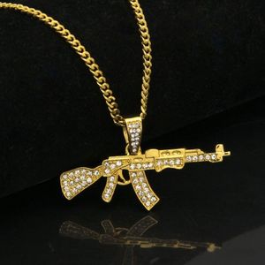Gouden Iced Out Ak47 Hangketting voor heup Hip Hop Jewelry Cuban Link Chain -kettingen233J Cuban Link Chain