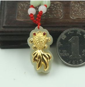 Goud Inlaid Jade Lucky Pendant Goldfish Geld jaar na jaar (meer dan) ketting en hanger