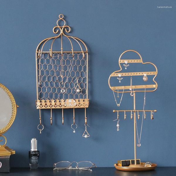 Or Fer Art Maquillage Organisateur Bijoux Rack Panier Cage À Oiseaux Coiffeuse Cosmétique Présentoir Boîtes De Rangement Bacs