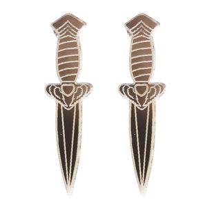 Boucles d'oreilles couteau en or pour femmes, miroir acrylique, couleurs personnalisables, bijoux à la mode 198B