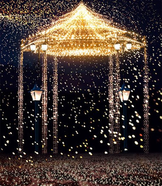 Lumières dorées pavillon lumineux arrière-plan de photographie de mariage romantique accessoires de Studio de nuit sombre arrière-plans de séance Photo 8x10 pieds