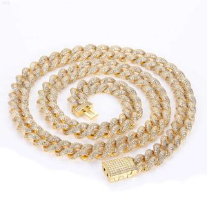 Gouden linkketen voor mannen Iced 12m mm 18k real Gold Golde/Platinum White Gold Diamond Cuban Link Chain ketting armband