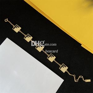 Bracelets à maillons en or pour femmes, bijoux tendance de styliste, plaqués lettres, avec boîte-cadeau, cadeau d'anniversaire