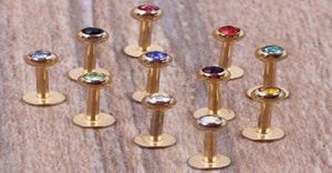 Barre à lèvres dorée, lot de 100 pièces, mélange de 7 couleurs, bijoux de corps en acier, piercing, anneau à lèvres, labret4080364