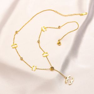 Gold Love hanger kettingen 18k gouden ketting choker dames sieraden bruiloft feest cadeau ketting nieuwe stijl roestvrij staal 925 sfeer ketting groothandel