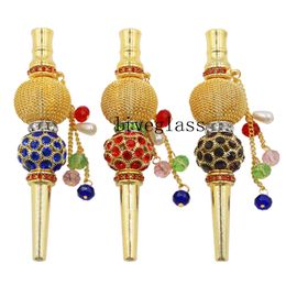 Gold Luxury Arabe Shisha Narguile Filtrage Conseils Bookahs Conseils à la bouche pour fumer Tuyaux Outils Accessoires Bijoux Inlaid Bijoux Porte-cigarette émoussé