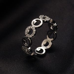 Gouden luxe merkring Silica Ring Merk Letterring Open Ring Modeontwerper Luxe Kristal Parelring Dameshuwelijkssieraden Geschenken