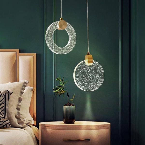Lampe LED suspendue en cristal de luxe doré, luminaire décoratif d'intérieur, idéal pour une chambre à coucher, un chevet, un salon, une salle à manger, un bureau ou un Bar, 262I