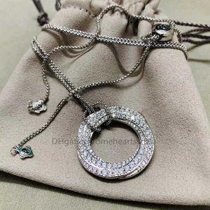 Or luxe pendentif longueur collier 2 couleur ronde 90 cm argent longue marque designer déclaration bijoux colliers chaîne hommes femmes bijoux 90% de réduction en gros plein diamant