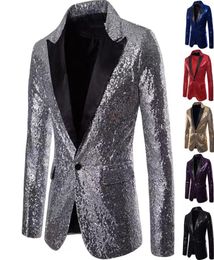 Gold Men Show Coat Men039S Sequins Shiny Suit Jacket Blazer One Button Tuxedo For Party Wedding Banquet Prom X06157431734