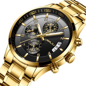 Gouden mannen kijken luxe merk sport stijl horloges heren chronograph quartz polshorloge mannelijke waterdichte klok relogio masculino 210517