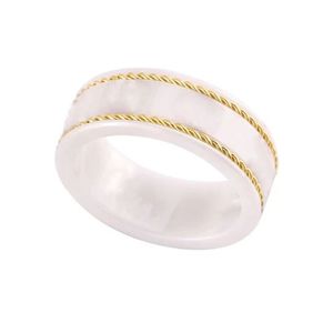 Gold Heren Dames Designer Rings White Black Ceramic Ring Luxe Men Sieraden Charm Letter Vriendschap Mode Wedding Party Christ209S