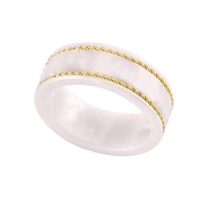 Oro para hombre para mujer diseñador anillos blanco negro anillo de cerámica hombres de lujo joyería Charm carta amistad moda boda fiesta christ244t
