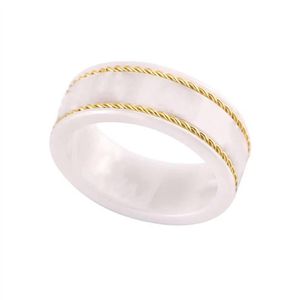 Gouden heren dames designer ringen wit zwart keramische ring luxe heren sieraden Charm letter vriendschap mode bruiloft christ220U