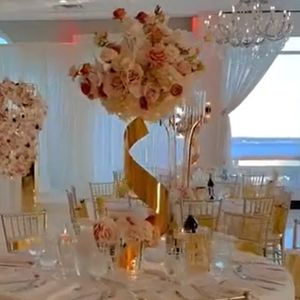 Centros de mesa con soporte de arco de flores de metal dorado Soporte de arreglos florales para bodas Decoración del hotel Puerta Soporte de flores soporte de decoración de pasillo de maceta