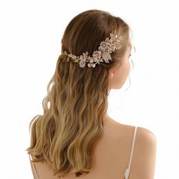 Gold Metal FRS met Rhinestes Bridal Hair Clip Vine Bridesmeised Hairpiece Floral Headpieces voor bruiloft C0ZM#