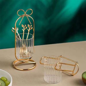 Goud metalen glazen keukengerei keukensets Bento accessoires tafelwaren voor thuis servies vork lepels set diner bestek 210928