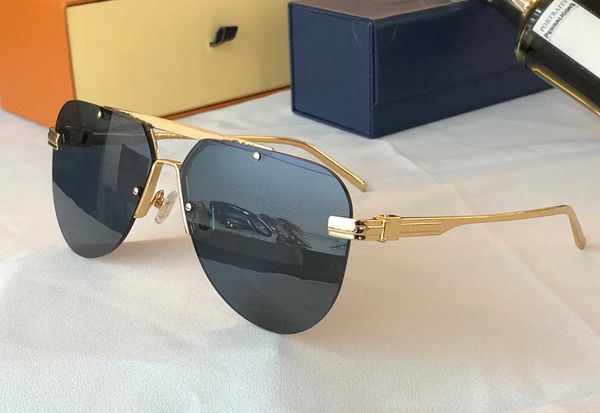 Gold Metal / Grey Lens Ash Pilot Lunettes de soleil Cadre sans monture Sunnes Gafas de Sol Summer Men Glêmes Shades Occhiali da Sole UV Eyewear