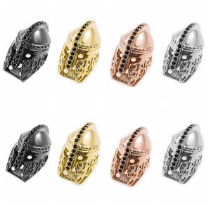 Casque de chevalier en métal doré, perles spatiales pour la fabrication de bijoux, bricolage de bracelets, en laiton, Micro pavé de cristal, alliage de géométrie, accessoires de strass CZ noirs