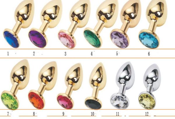 Mini juguetes anales de metal dorado, tapón anal, cuentas para botín, juguete sexual, joyería de cristal de acero inoxidable, juguetes sexuales, 8234mm, tamaño mediano8370642