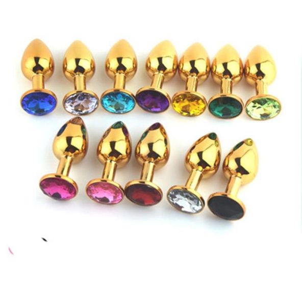 Mini juguetes anales de metal dorado, tapón anal, cuentas para botín, juguete sexual, joyería de cristal de acero inoxidable, juguetes sexuales de 7228mm, tamaño pequeño 5789831