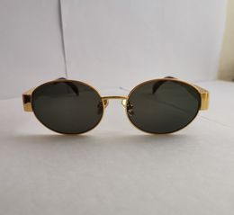 Gold Metal Ovale Zonnebril Groene Lens Vrouwen Ronde Bril Zomer Sunnies gafas de sol Sonnenbrille UV400 Eye Wear met Doos